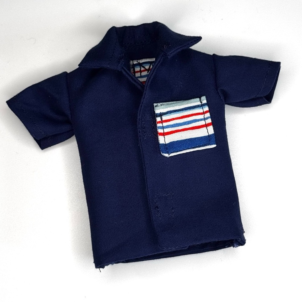 Navy Blue doll shirt with striped pocket